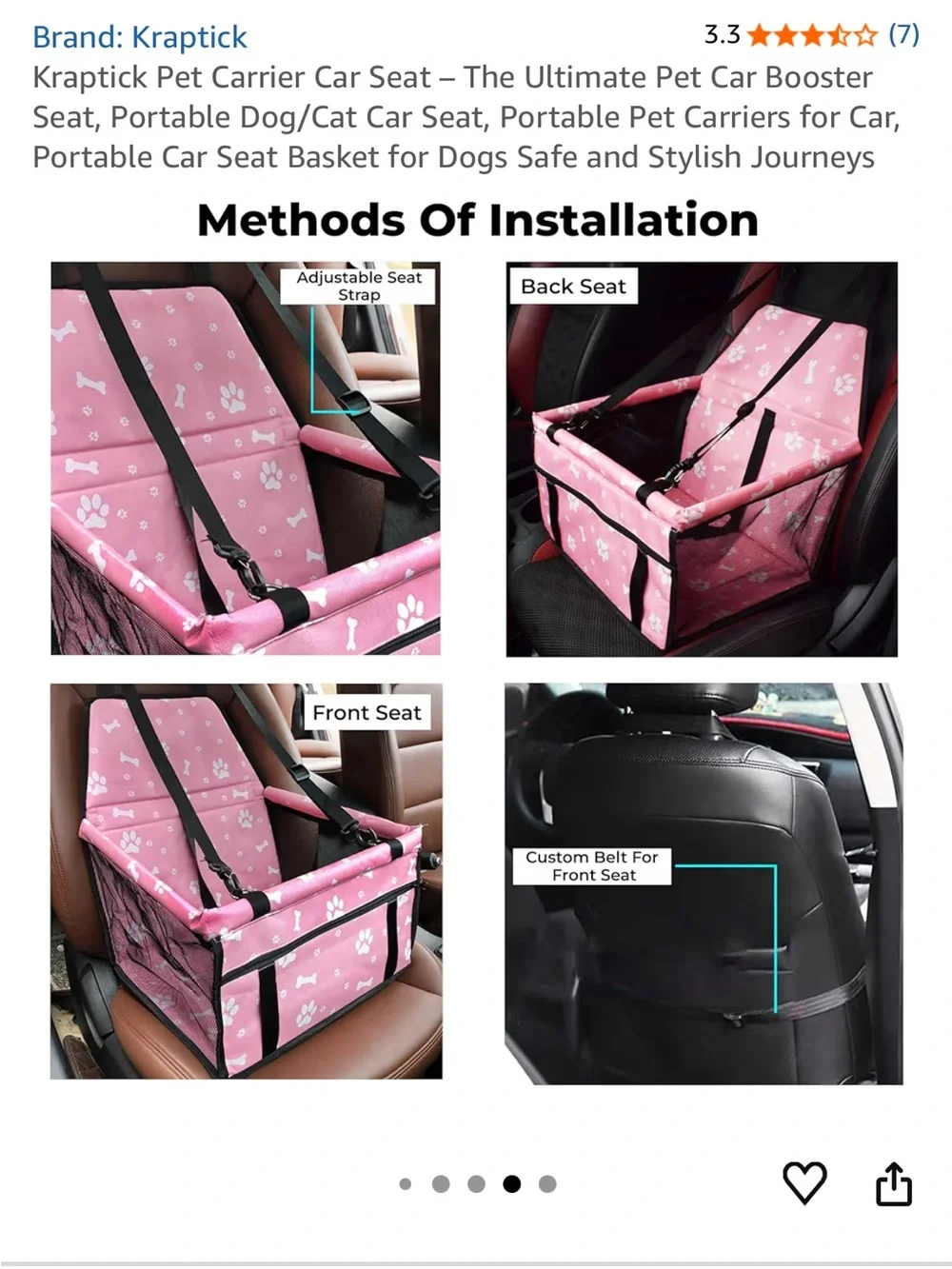 Pink Paw & Bone Pattern Pet Carrier Bag